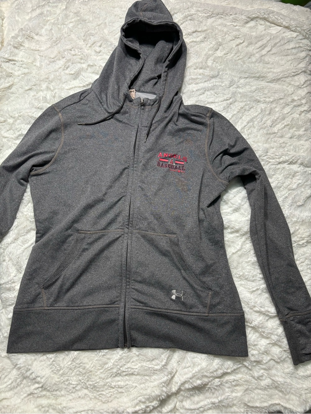 Under Armour Los Angeles Angels MLB Hooded Zip Coldgear Sweatshirt Large Jacket - Picture 1 of 10